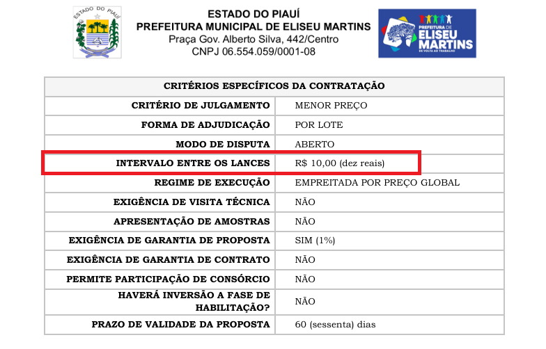 Detalhe da página 2 do Edital