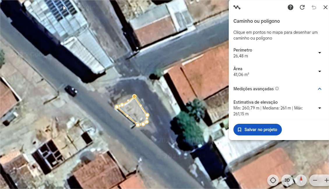 Imagem do Google que mostra onde será construído a rotatória